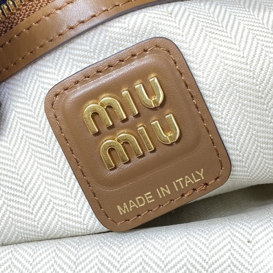 Replica Miu Miu IVY Patchwork Leather Bag in Cognac