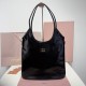 Replica Miu Miu IVY Leather Bag in Black Patent