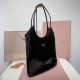 Replica Miu Miu IVY Leather Bag in Black Patent