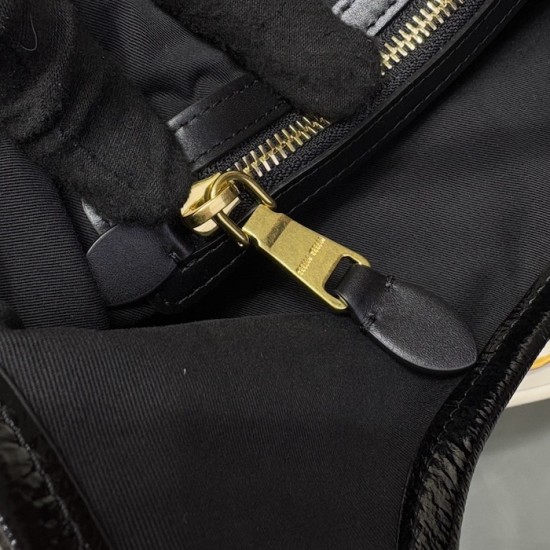 Replica Miu Miu IVY Leather Bag in Black Patent