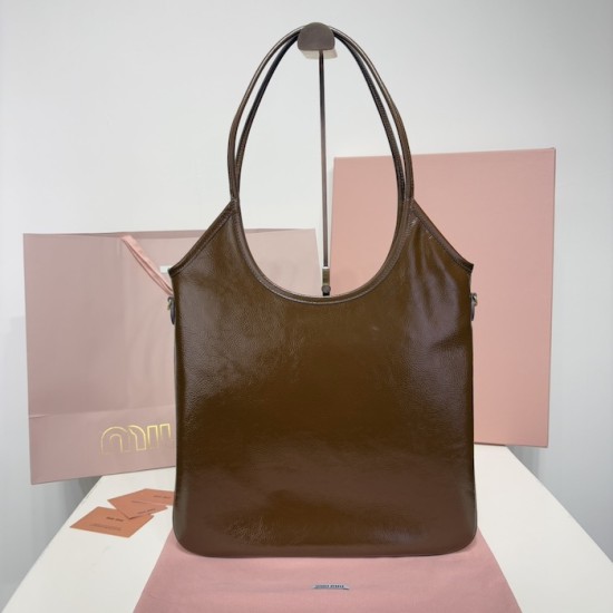 Replica Miu Miu IVY Patent Leather bag - 1:1 Quality | miumiureplica.com Replica Miu Miu IVY Leather Bag in Brown Patent