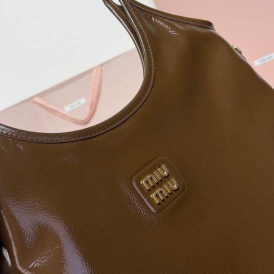 Replica Miu Miu IVY Patent Leather bag - 1:1 Quality | miumiureplica.com Replica Miu Miu IVY Leather Bag in Brown Patent