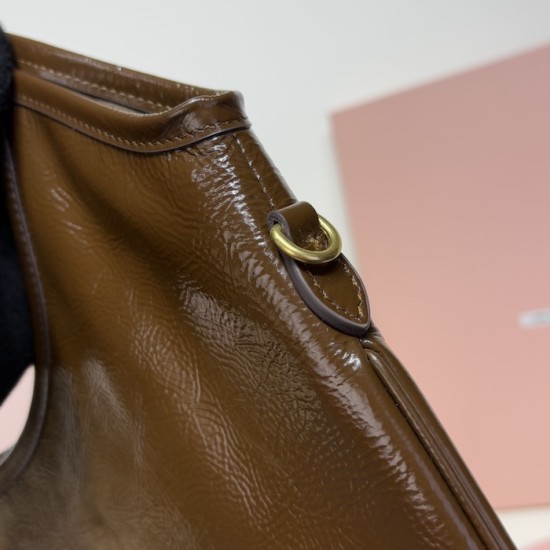 Replica Miu Miu IVY Patent Leather bag - 1:1 Quality | miumiureplica.com Replica Miu Miu IVY Leather Bag in Brown Patent