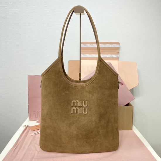 Replica Miu Miu IVY Suede bag - 1:1 Quality | miumiureplica.com Replica Miu Miu IVY Leather Bag in Brown Suede