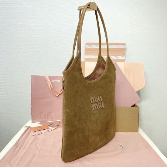 Replica Miu Miu IVY Suede bag - 1:1 Quality | miumiureplica.com Replica Miu Miu IVY Leather Bag in Brown Suede