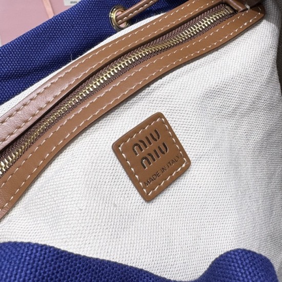 Replica Miu Miu Large Canvas Backpack - 1:1 Quality | miumiureplica.com Replica Miu Miu Canvas Backpack in Blue - 1:1 AAA Quality