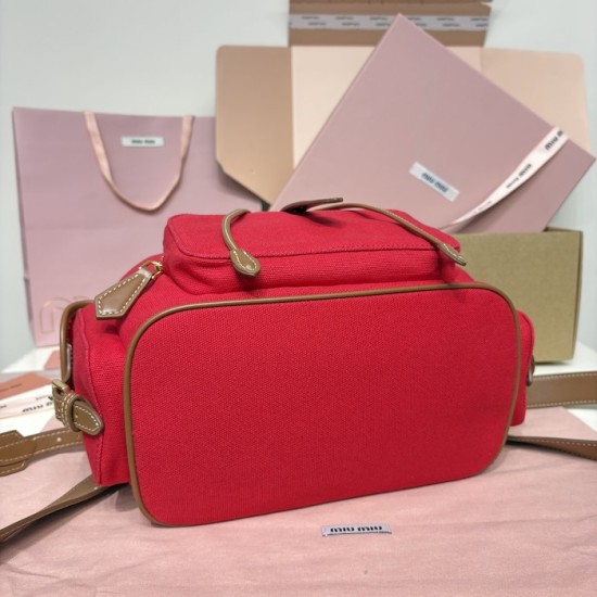 Replica Miu Miu Canvas Backpack in Red - 1:1 AAA Quality