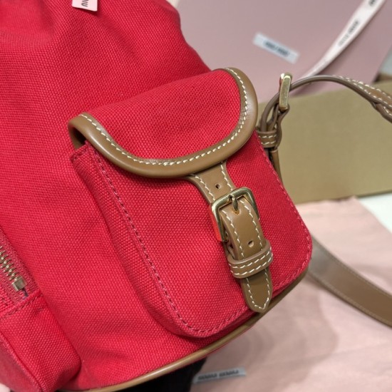 Replica Miu Miu Canvas Backpack in Red - 1:1 AAA Quality