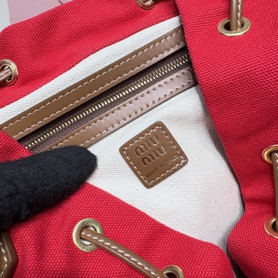 Replica Miu Miu Canvas Backpack in Red - 1:1 AAA Quality