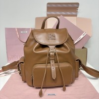 Miu Miu Cognac Large Leather Backpack