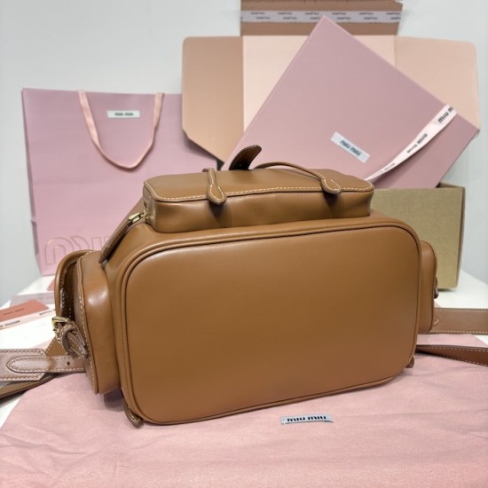 Replica Miu Miu Leather Backpack in Black - 1:1 AAA Quality