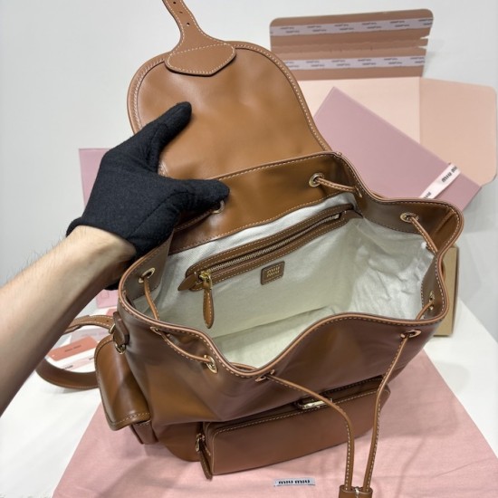 Replica Miu Miu Leather Backpack in Black - 1:1 AAA Quality
