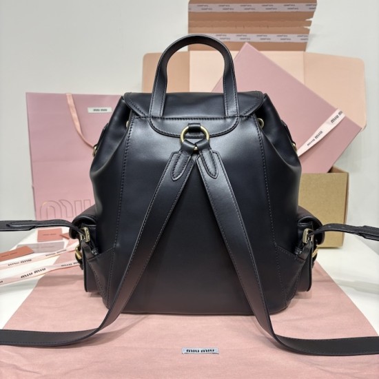 Replica Miu Miu Leather Backpack in Black - 1:1 AAA Quality