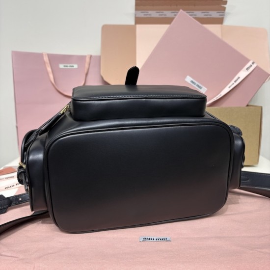 Replica Miu Miu Leather Backpack in Black - 1:1 AAA Quality