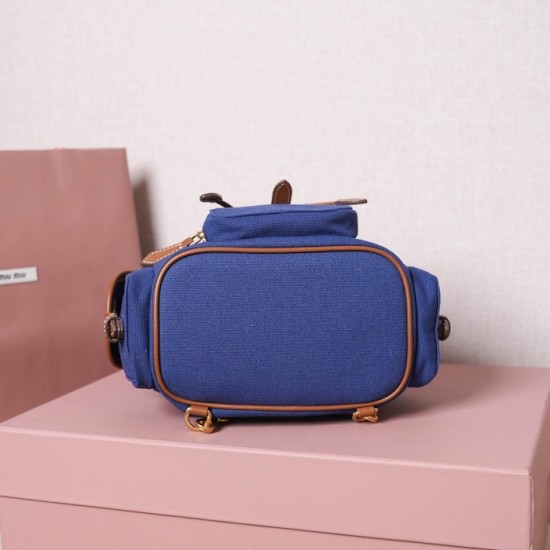 Replica Miu Miu Canvas Backpack - 1:1 Quality | miumiureplica.com Replica Miu Miu Canvas Backpack in Blue - 1:1 AAA Quality