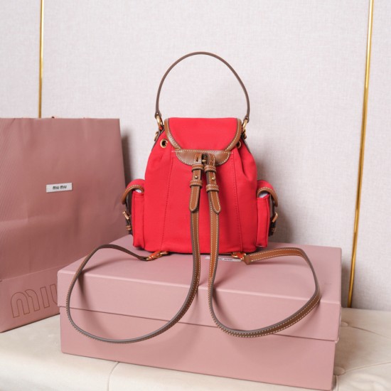 Replica Miu Miu Canvas Backpack in Red - 1:1 AAA Quality