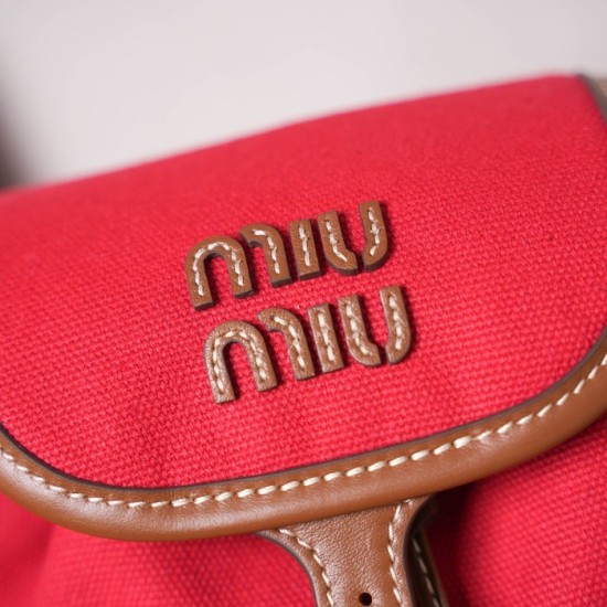 Replica Miu Miu Canvas Backpack in Red - 1:1 AAA Quality