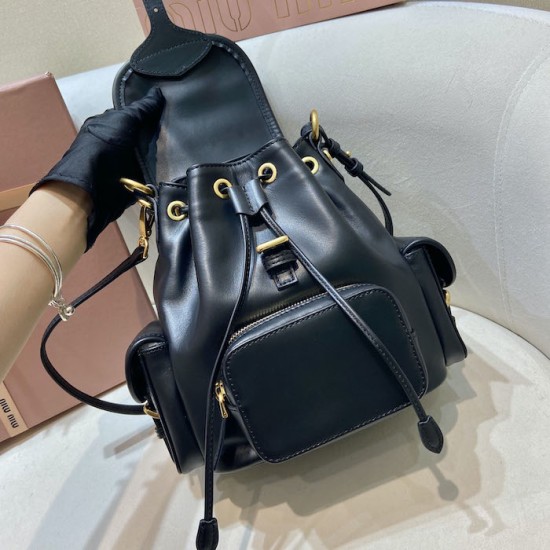 Replica Miu Miu Leather Backpack - 1:1 Quality | miumiureplica.com Replica Miu Miu Leather Backpack in Black - 1:1 AAA Quality