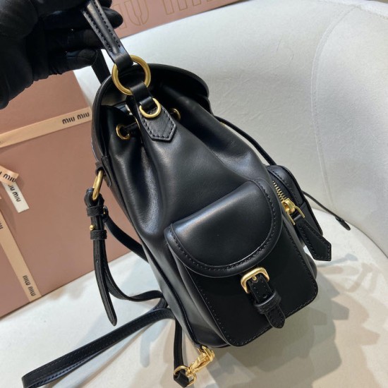 Replica Miu Miu Leather Backpack - 1:1 Quality | miumiureplica.com Replica Miu Miu Leather Backpack in Black - 1:1 AAA Quality