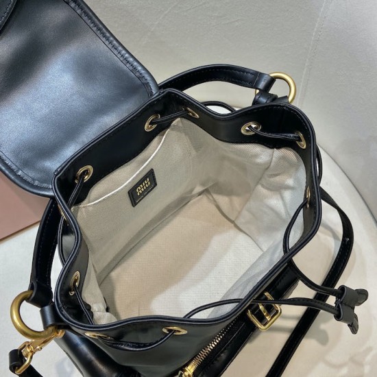 Replica Miu Miu Leather Backpack - 1:1 Quality | miumiureplica.com Replica Miu Miu Leather Backpack in Black - 1:1 AAA Quality