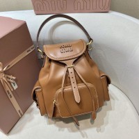 Miu Miu Cognac Leather Backpack