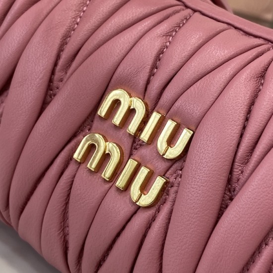Replica Miu Miu Pink Mini Wander hobo bag - perfect clone with triangle logo
