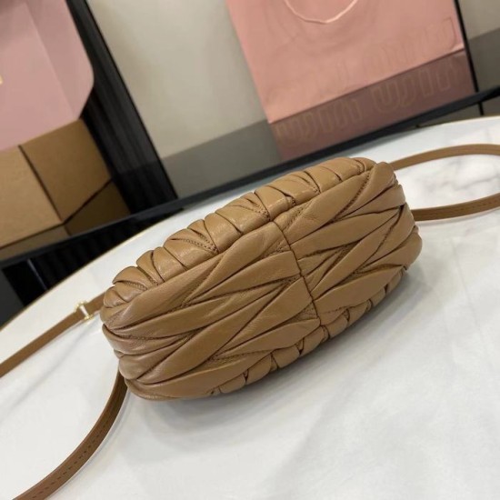 Replica Miu Miu Caramel Mini Wander hobo bag - perfect clone with triangle logo