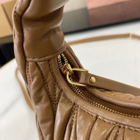 Replica Miu Miu Caramel Mini Wander hobo bag - perfect clone with triangle logo