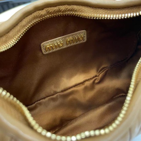Replica Miu Miu Caramel Mini Wander hobo bag - perfect clone with triangle logo