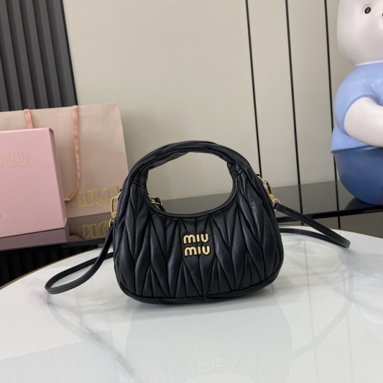 Replica Miu Miu Black Mini Wander hobo bag - perfect clone with triangle logo