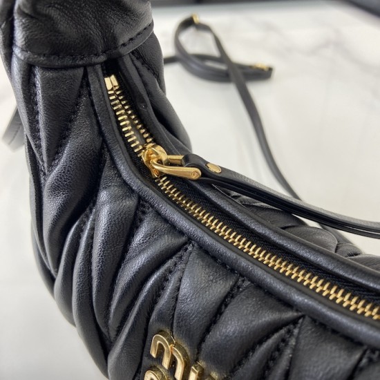 Replica Miu Miu Black Mini Wander hobo bag - perfect clone with triangle logo