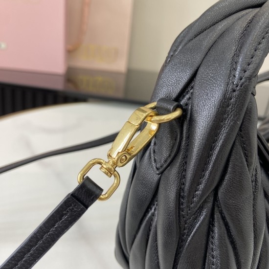 Replica Miu Miu Black Mini Wander hobo bag - perfect clone with triangle logo