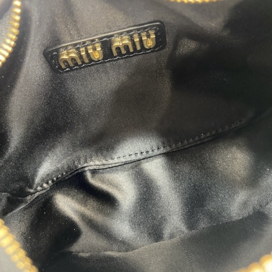 Replica Miu Miu Black Mini Wander hobo bag - perfect clone with triangle logo