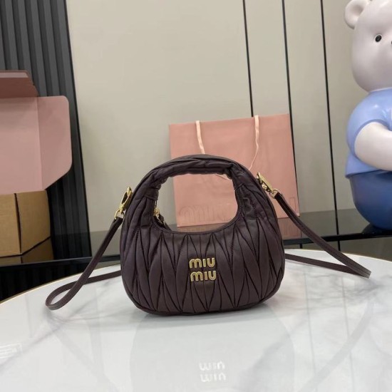 Replica Miu Miu Briarwood Mini Wander hobo bag - perfect clone with triangle logo