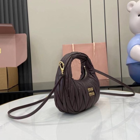Replica Miu Miu Briarwood Mini Wander hobo bag - perfect clone with triangle logo