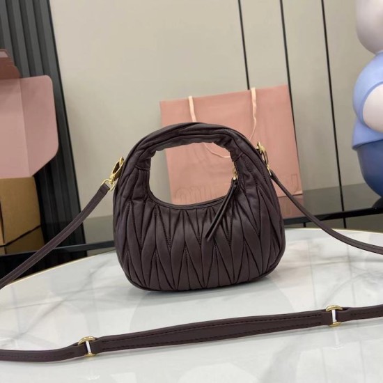 Replica Miu Miu Briarwood Mini Wander hobo bag - perfect clone with triangle logo