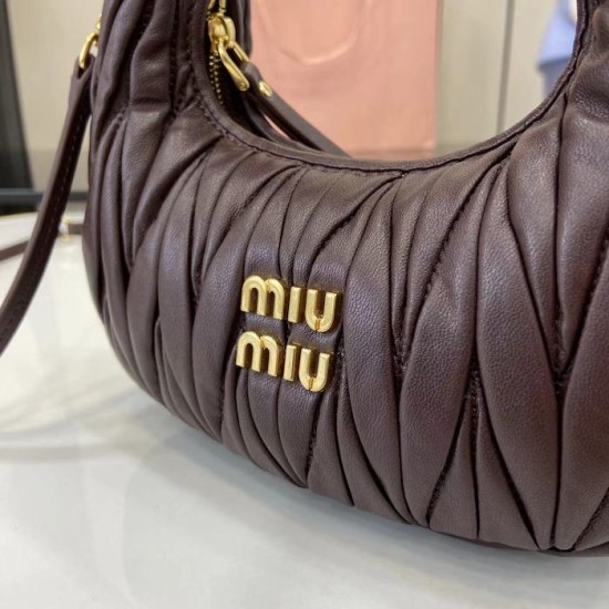 Replica Miu Miu Briarwood Mini Wander hobo bag - perfect clone with triangle logo