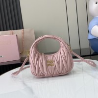 Miu Miu Powder Pink Wander matelassé nappa leather mini hobo bag