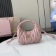 Replica Miu Miu Pink Mini Wander hobo bag - perfect clone with triangle logo
