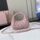 Replica Miu Miu Pink Mini Wander hobo bag - perfect clone with triangle logo