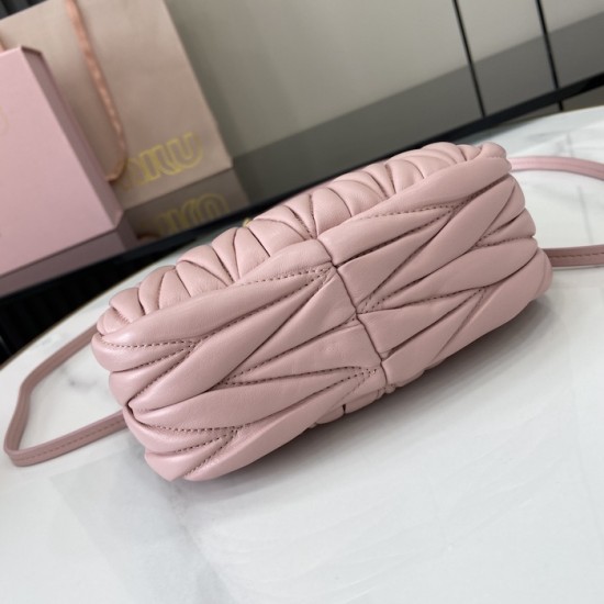 Replica Miu Miu Pink Mini Wander hobo bag - perfect clone with triangle logo