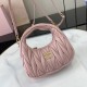 Replica Miu Miu Pink Mini Wander hobo bag - perfect clone with triangle logo