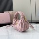 Replica Miu Miu Pink Mini Wander hobo bag - perfect clone with triangle logo