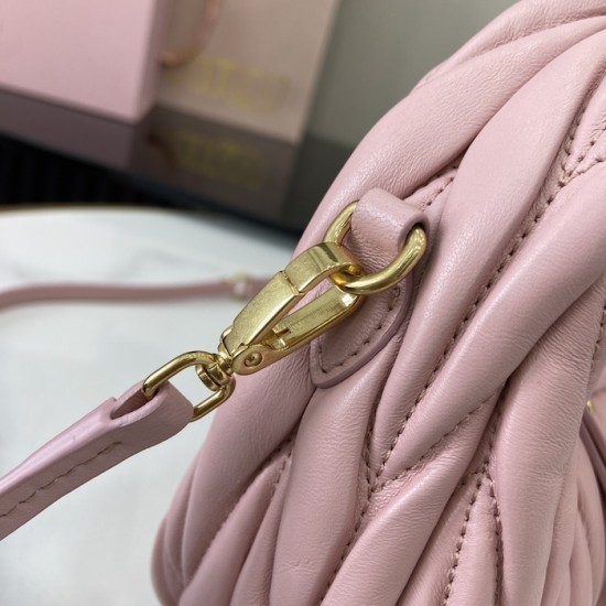Replica Miu Miu Pink Mini Wander hobo bag - perfect clone with triangle logo