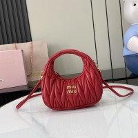 Miu Miu Red Wander matelassé nappa leather mini hobo bag