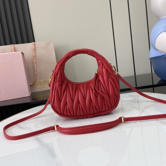 Replica Miu Miu Red Mini Wander hobo bag - perfect clone with triangle logo