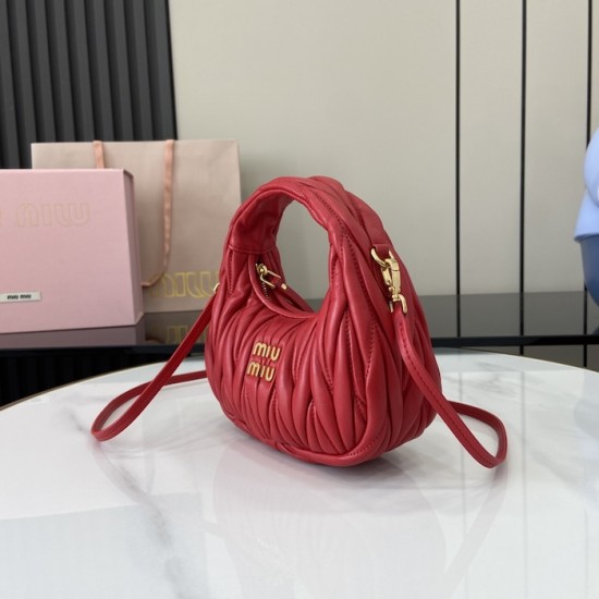 Replica Miu Miu Red Mini Wander hobo bag - perfect clone with triangle logo