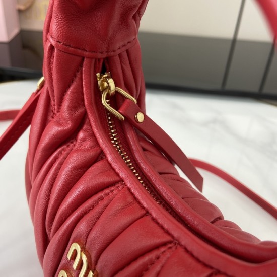 Replica Miu Miu Red Mini Wander hobo bag - perfect clone with triangle logo