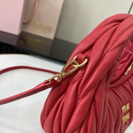 Replica Miu Miu Red Mini Wander hobo bag - perfect clone with triangle logo