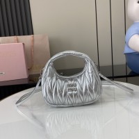 Miu Miu Silver Wander matelassé nappa leather mini hobo bag